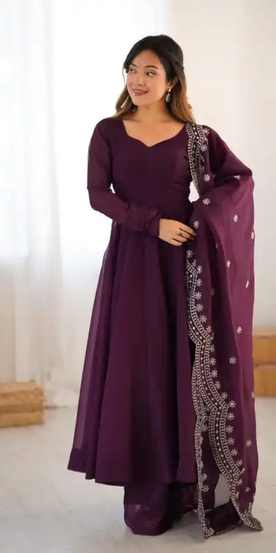 SSR 5006 Wine Fandy Silk Gown Perfect for Wedding, Party, Pongal, Traditional Day, Baby Shower – . Get it for ₹1999. Delivery 4-6 Working Days. Shop | Gowns, Bollywood Gowns, Creative Gowns, Designer Gowns, Embroidered Gowns, Party Wear Gowns