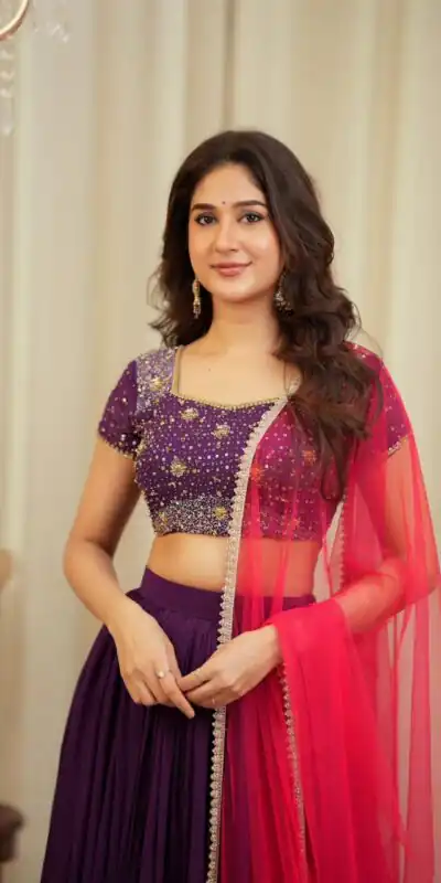 FB L372 Wine Color Faux Georgette Lehenga Choli with Designer Work. Get it for ₹2599. Delivery 4-6 Working Days. Shop now. | Lehenga, Bollywood Lehenga, Creative Lehenga, Designer Lehenga, Embroidered Lehenga, Party Wear Lehenga