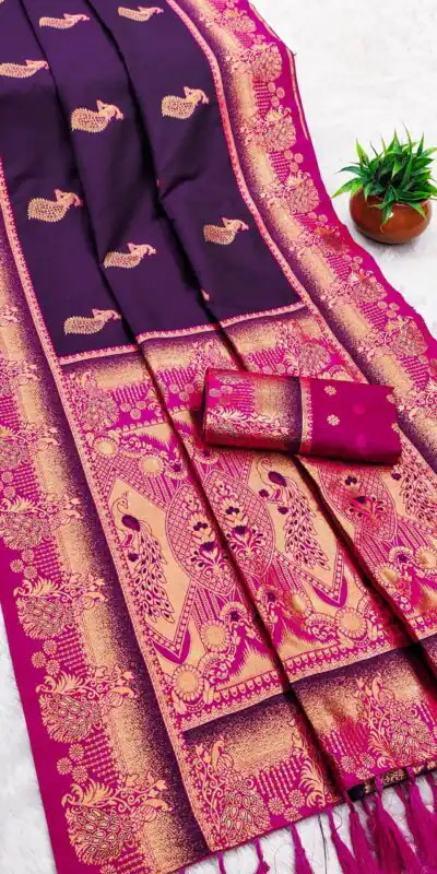 MB 1013 Wine Color Paithani silk Saree with Zari Work & Lace Work. Festive Deal ₹2399. Delivery 4-6 Working Days. Shop now. | Designer Sarees, Sarees, Bollywood Sarees, Creative Sarees, Embroidered Sarees, Ethnic Saree, Modern Digital sarees, Party Wear Sarees
