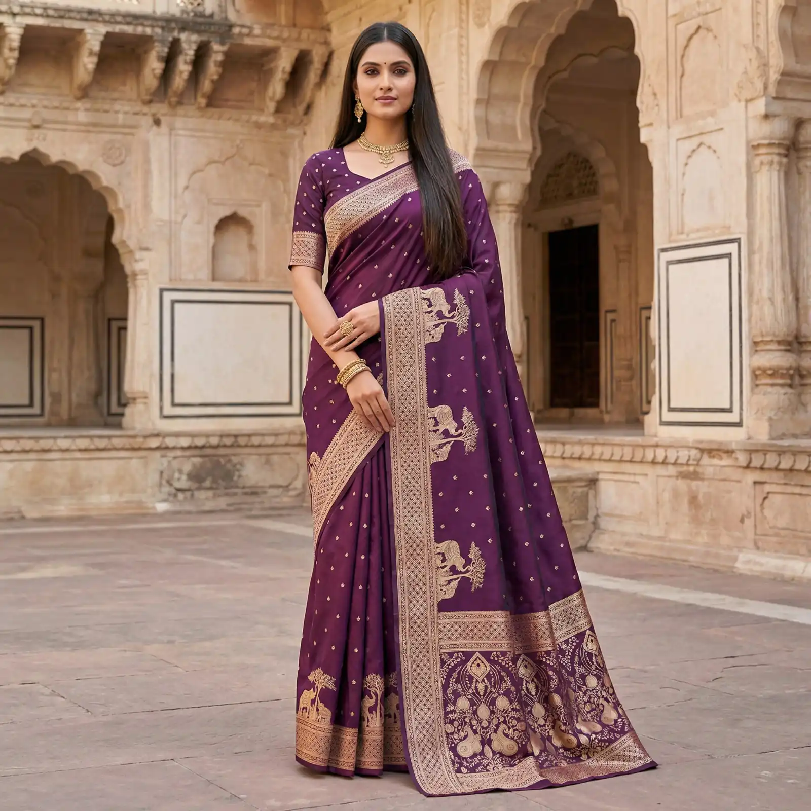 MB 25 GAJRAJ Wine in Pure Banarasi Silk Zari Work & Lace Work Saree . Introductory Price ₹1899. Delivery 4-6 Working Days. Shop now. | Designer Sarees, Sarees, Bollywood Sarees, Creative Sarees, Embroidered Sarees, Ethnic Saree, Modern Digital sarees, Party Wear Sarees