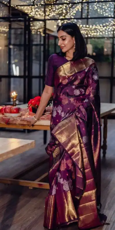 KPR 245 Wine Color Soft Lichi Silk Saree with Lace Border & Lace Work. Best Price ₹1449. Delivery 4-6 Working Days. Shop now. | Designer Sarees, Sarees, Bollywood Sarees, Creative Sarees, Embroidered Sarees, Ethnic Saree, Modern Digital sarees, Party Wear Sarees