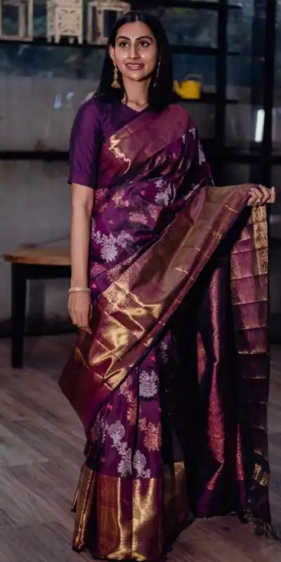 KPR 245 Wine Color Soft Lichi Silk Saree with Lace Border & Lace Work. Best Price âš1449. Delivery 4-6 Working Days. Shop now. | Designer Sarees, Sarees, Bollywood Sarees, Creative Sarees, Embroidered Sarees, Ethnic Saree, Modern Digital sarees, Party Wear Sarees