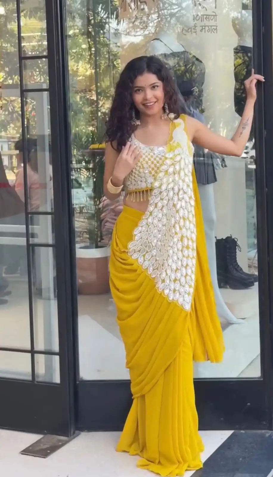 ST 1165 Yellow Faux Georgette Saree with Embroidery Work & Sequins Work. Now at just ₹1799. Delivery 4-6 Working Days. Shop now. | Designer Sarees, Sarees, Bollywood Sarees, Creative Sarees, Embroidered Sarees, Ethnic Saree, Modern Digital sarees, Party Wear Sarees