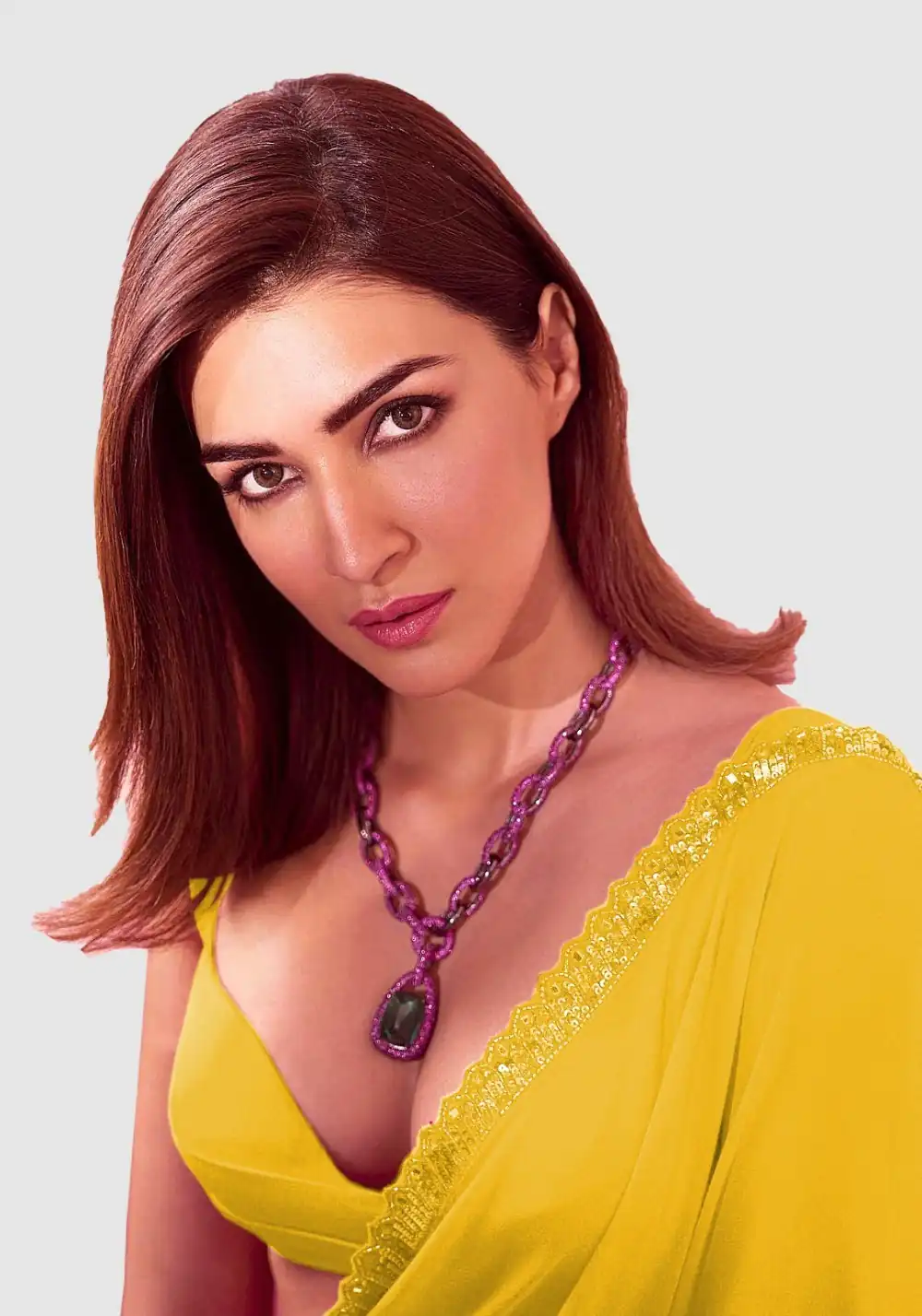 Yellow Georgette Embroidery Dual Sequence Saree - Image 2