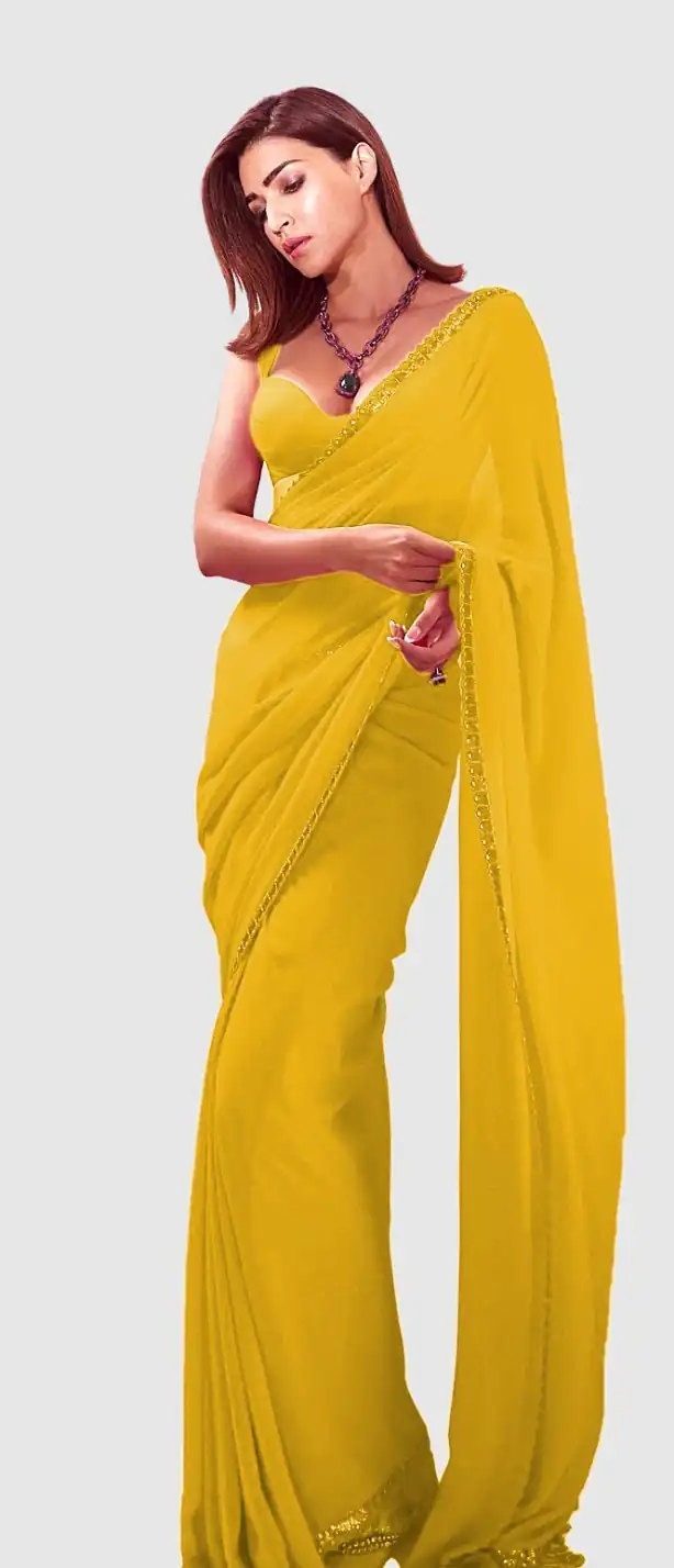 JR 617 Yellow Color Georgette Embroidery Deual Sequence Saree Casual, Wedding, Festive, Events Expected Delivery  4-6 Working Days @1649/- | Designer Sarees, Sarees, Bollywood Sarees, Creative Sarees, Embroidered Sarees, Ethnic Saree, Modern Digital sarees, Party Wear Sarees