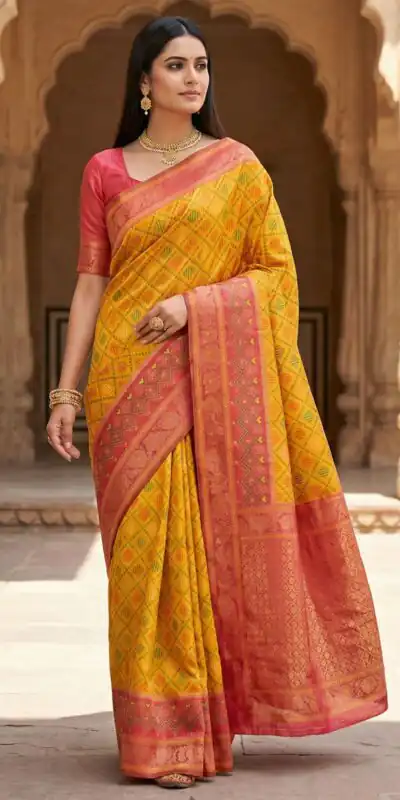 MB 6088 Yellow Color Lace Work & Zari Work Sareein Pochampalli Silk. Best Price ₹2049. Delivery 4-6 Working Days. Shop now. | Designer Sarees, Sarees, Bollywood Sarees, Creative Sarees, Embroidered Sarees, Ethnic Saree, Modern Digital sarees, Party Wear Sarees