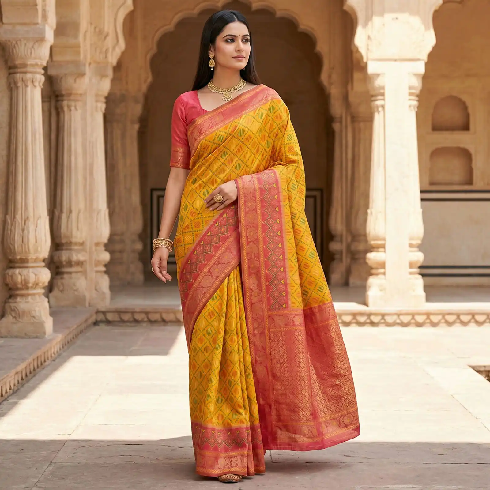 MB 6088 Yellow Color Lace Work & Zari Work Sareein Pochampalli Silk. Best Price ₹2049. Delivery 4-6 Working Days. Shop now. | Designer Sarees, Sarees, Bollywood Sarees, Creative Sarees, Embroidered Sarees, Ethnic Saree, Modern Digital sarees, Party Wear Sarees