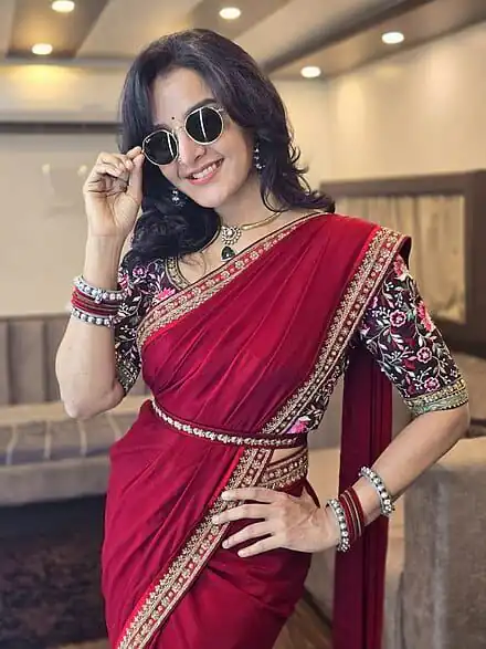 Attractive Red Faux Georgette Sequence Work Saree