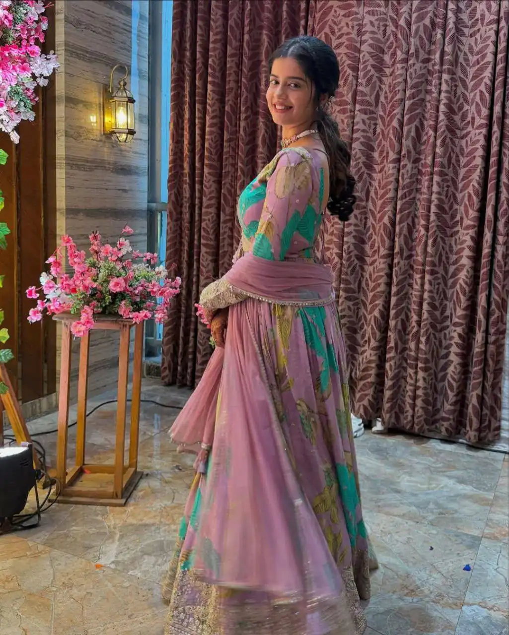 Beautiful Pink Fox Georgette Embroidery Work Gown - Image 6