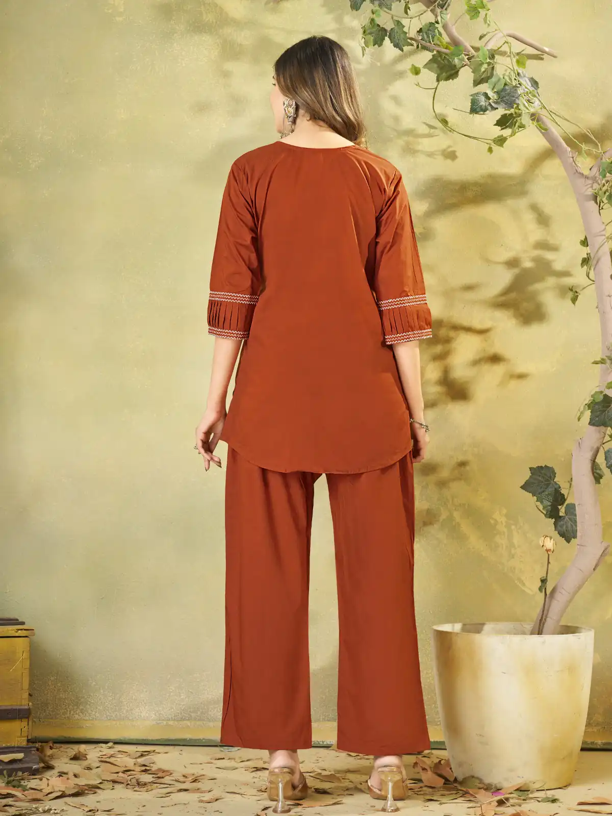Beautiful Rust Pure Cotton Multi Thread Work Kurti - Image 7