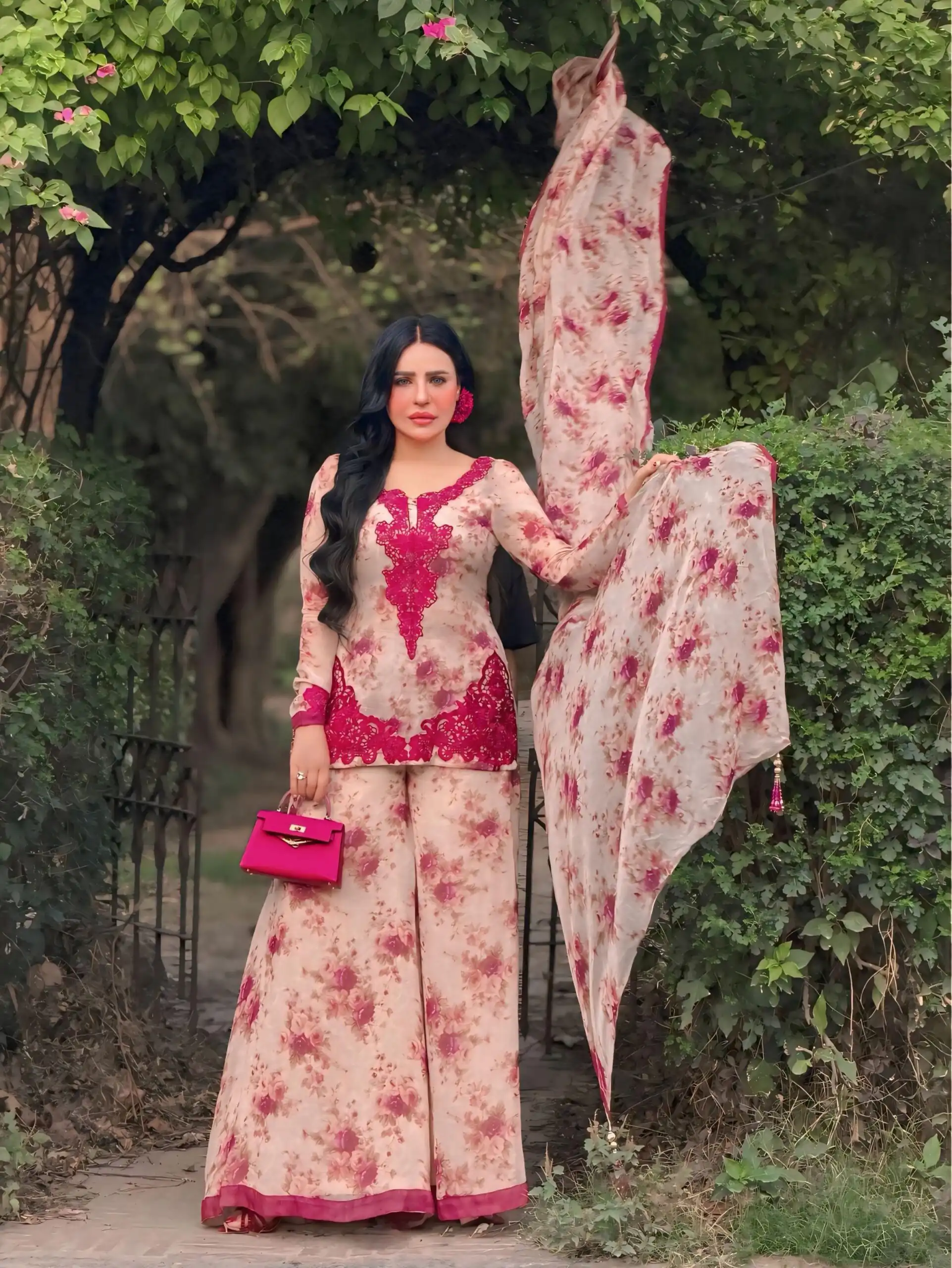 Cool Red Faux Georgette Embroider Work Salwar Suit - Image 2