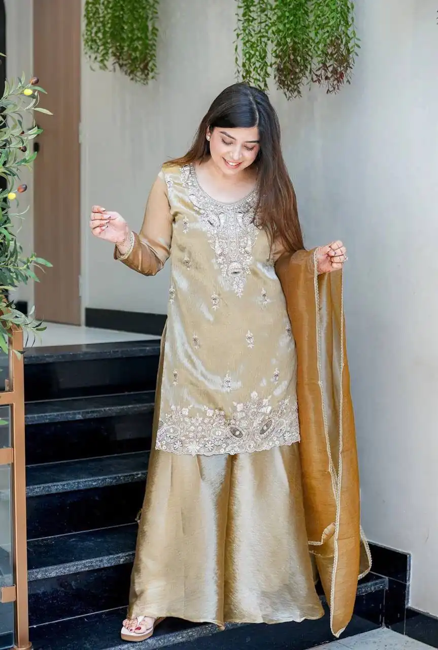Fancy Chiku Fandy Satin Embroidery Work Salwar Suit - Image 4