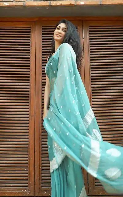 Alternative view of Fancy Sea Green Soft Lilan Slab Jacquard Work Saree