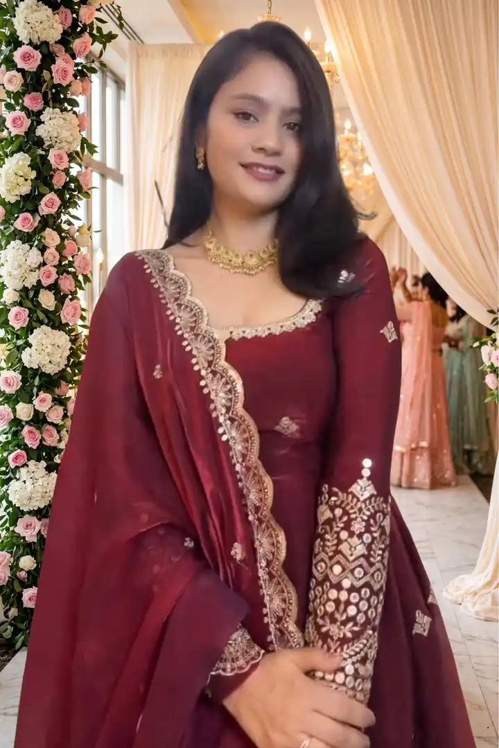 Gorgeous Red Fendy Silk Embroidery Work Salwar Suit - Image 7