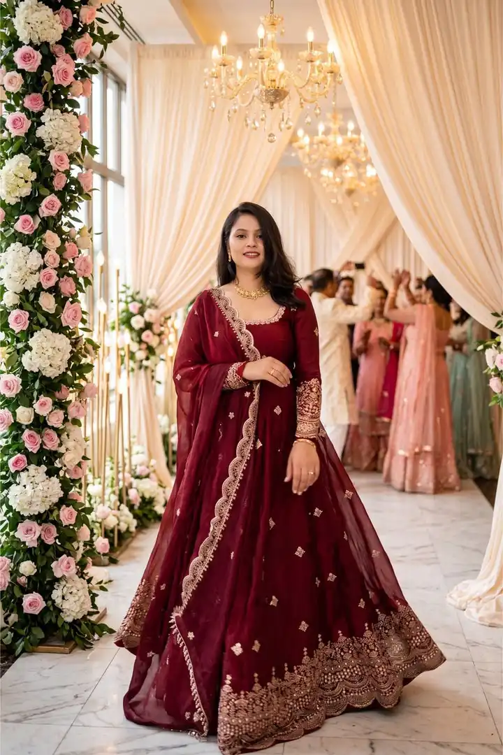 Gorgeous Red Fendy Silk Embroidery Work Salwar Suit - Image 6