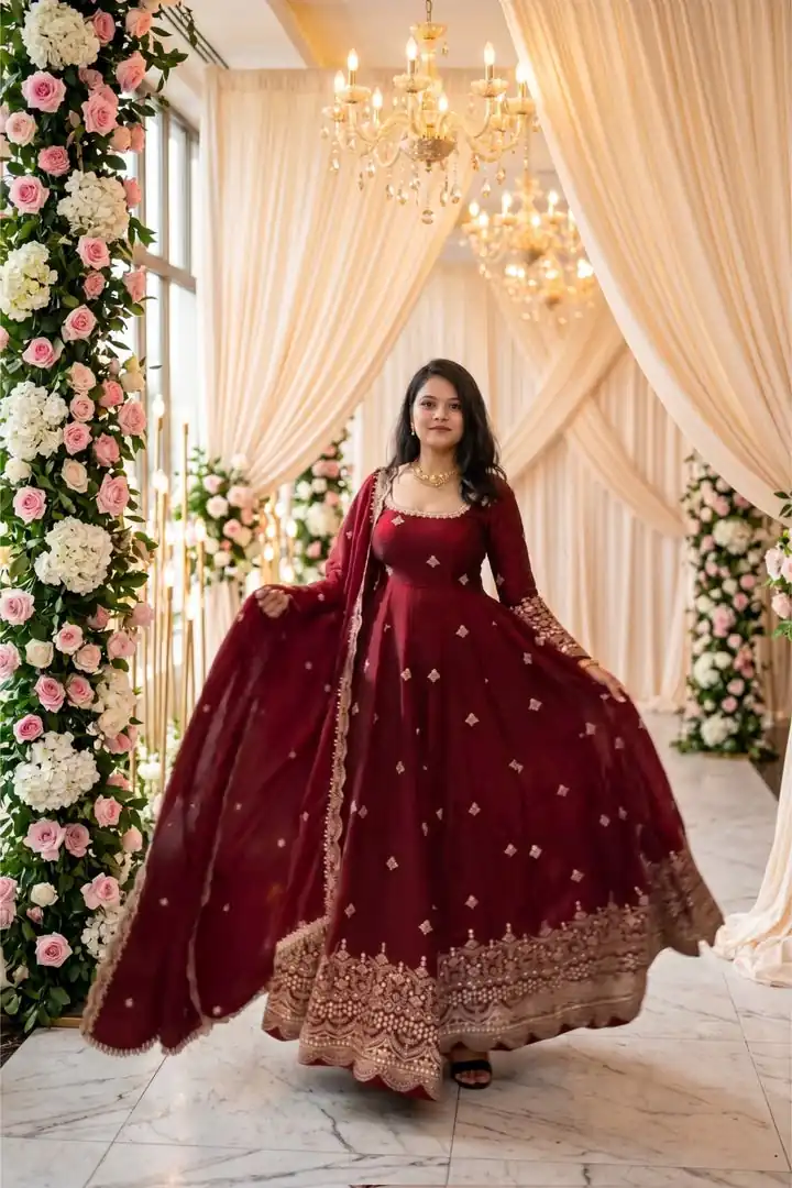 Gorgeous Red Fendy Silk Embroidery Work Salwar Suit - Image 5