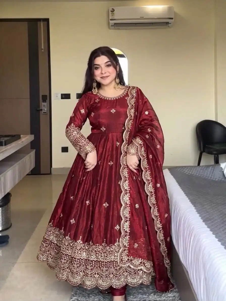 Gorgeous Red Fendy Silk Embroidery Work Salwar Suit