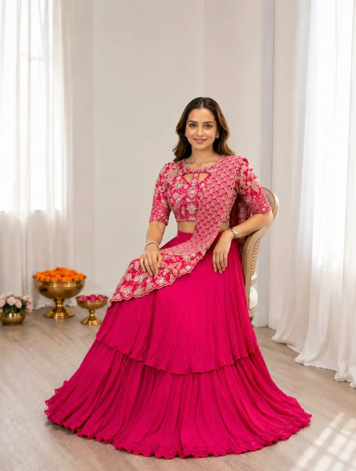 Lovely Black French Crape Embroidery Work Saree - Image 2