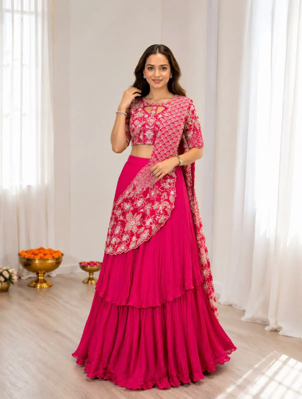 Lovely Black French Crape Embroidery Work Saree