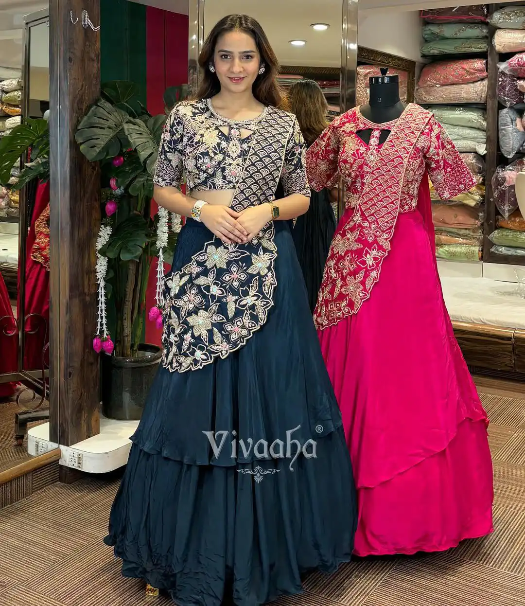 Lovely Nay Blue French Crape Embroidery Work Saree - Image 5