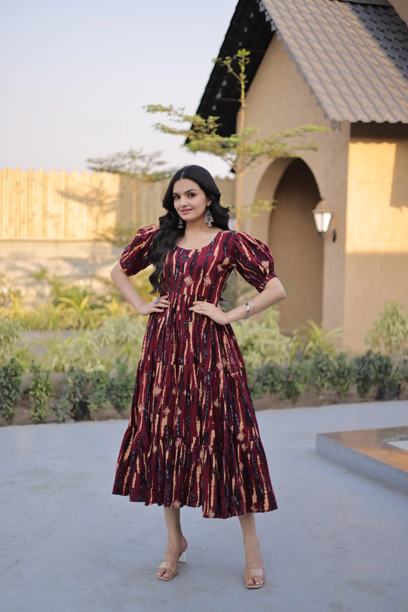 Magical Maroon Cotton Printed Work Kurti - Image 2