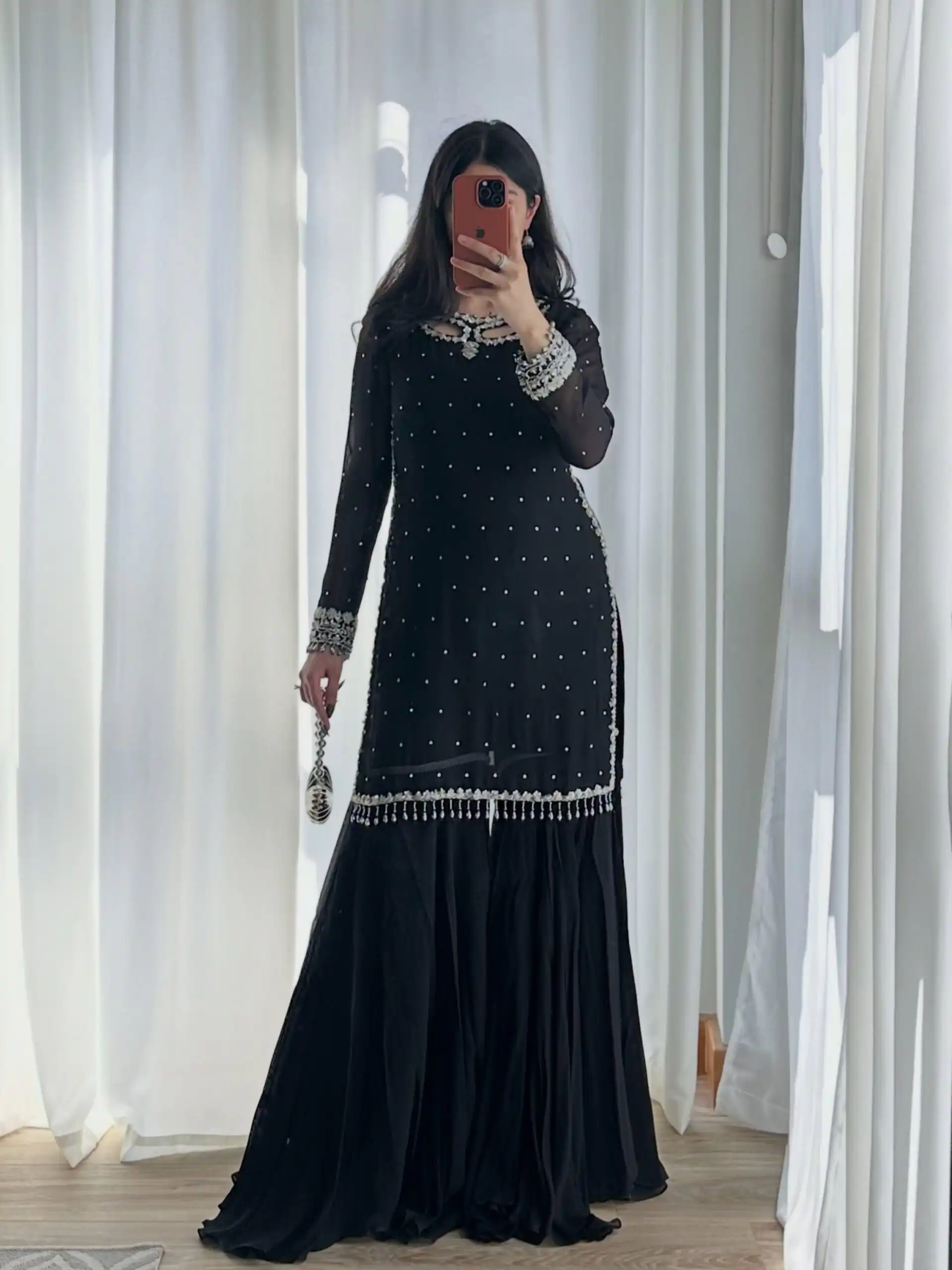 Perfect Black Faux Georgette Embroidery Work Salwar Suit - Image 5