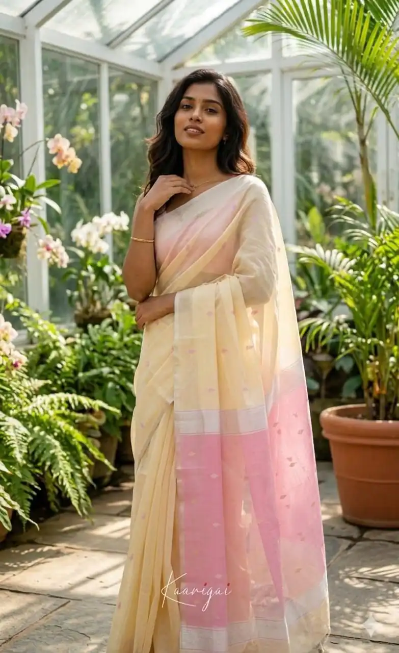 Perfect Cream Soft Lilan Slab Weaving Work Saree