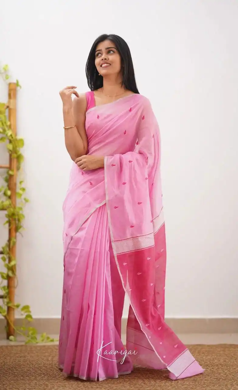 Perfect Pink Soft Lilan Slab Weaving Work Saree - Image 2