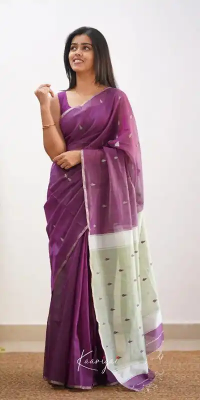 Alternative view of Perfect Wine Soft Lilan Slab Weaving Work Saree