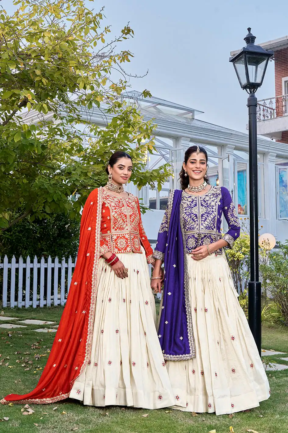 Special Navy Blue Vichitra Thread Work Lehenga Choli - Image 5