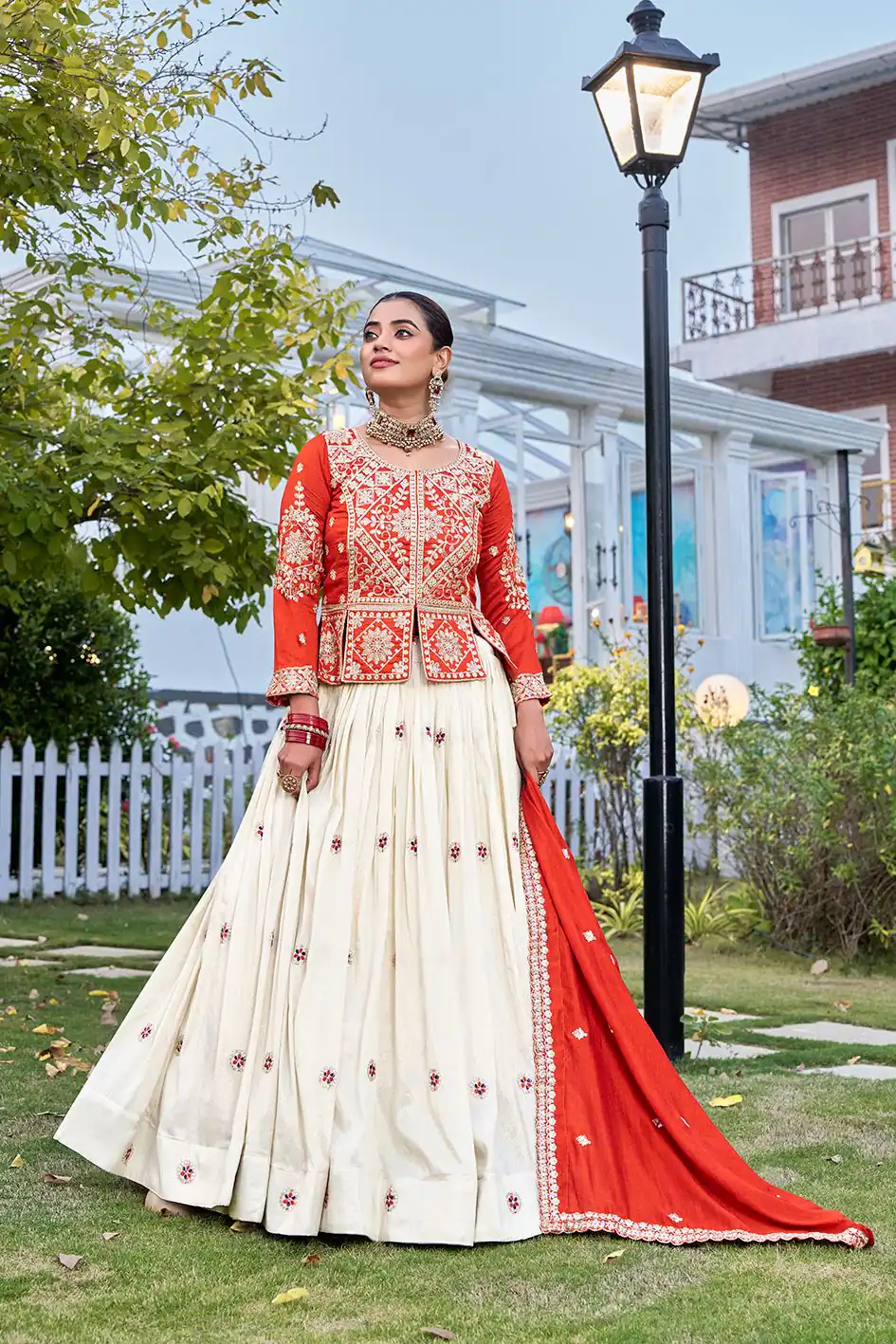 Special Orange Vichitra Thread Work Lehenga Choli - Image 3