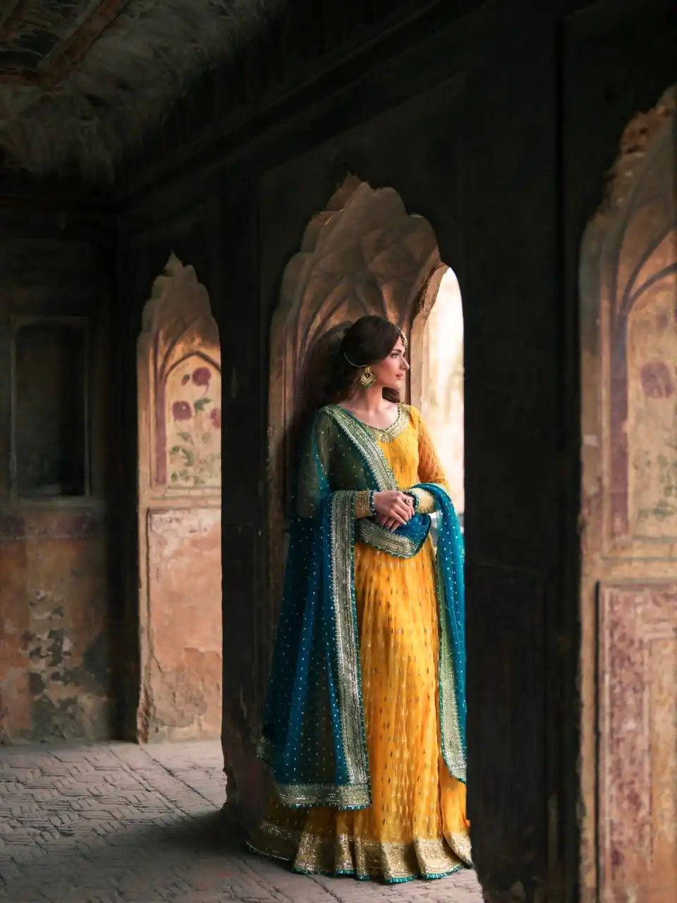 Stunning Yellow Soft Net Gotta Sequence Work Gown - Image 2