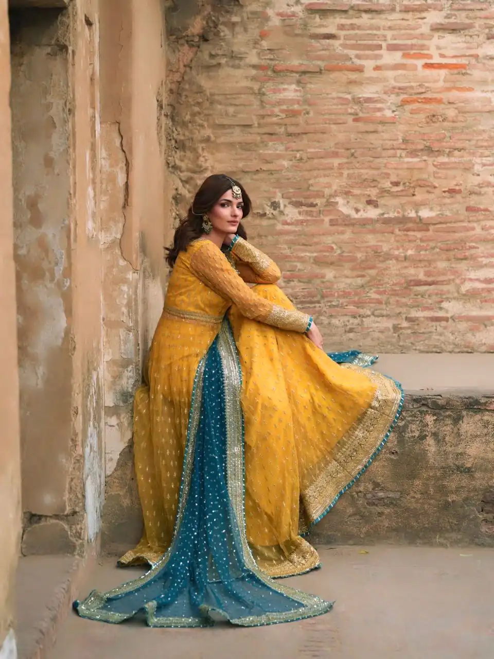 Stunning Yellow Soft Net Gotta Sequence Work Gown - Image 5