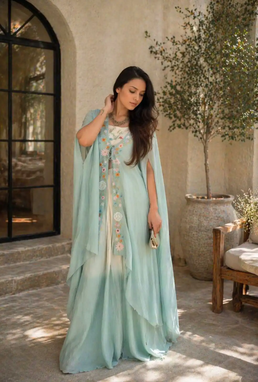 Stylist Sky Blue Banglory Silk Sequins Work Lehenga Choli - Image 3