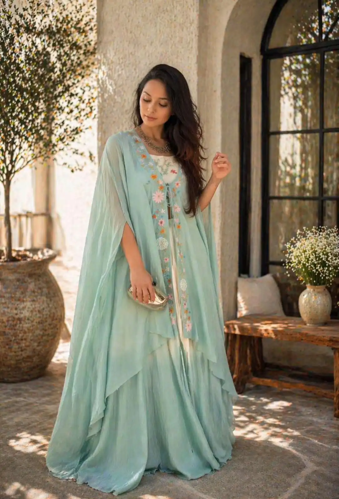 Stylist Sky Blue Banglory Silk Sequins Work Lehenga Choli