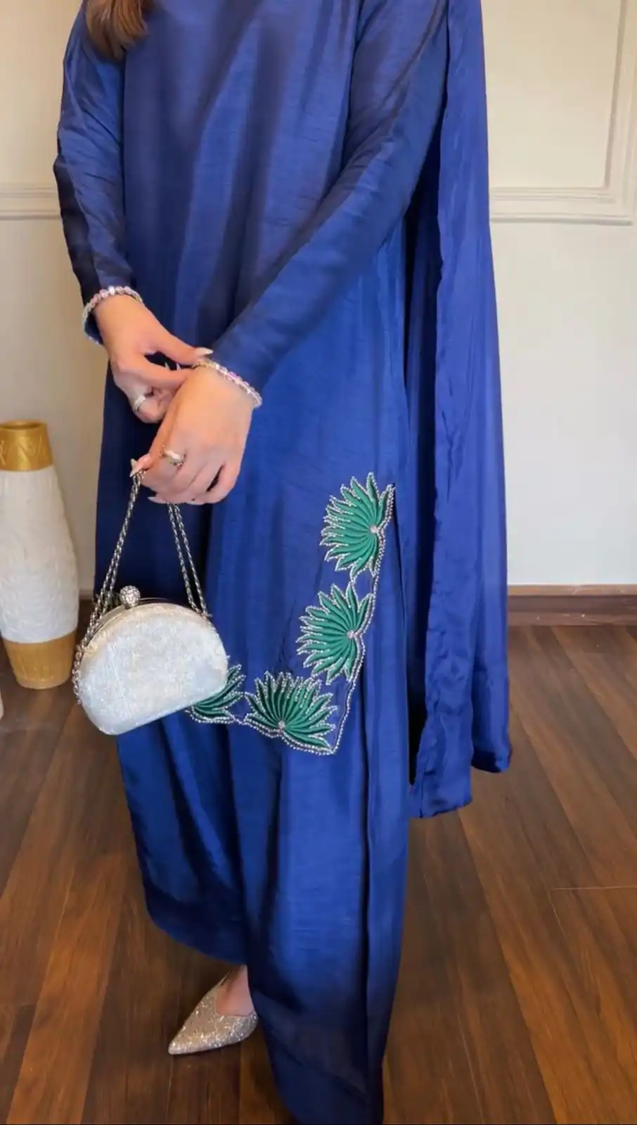 Super Blue American Silk Sequence Work Salwar Suit - Image 4