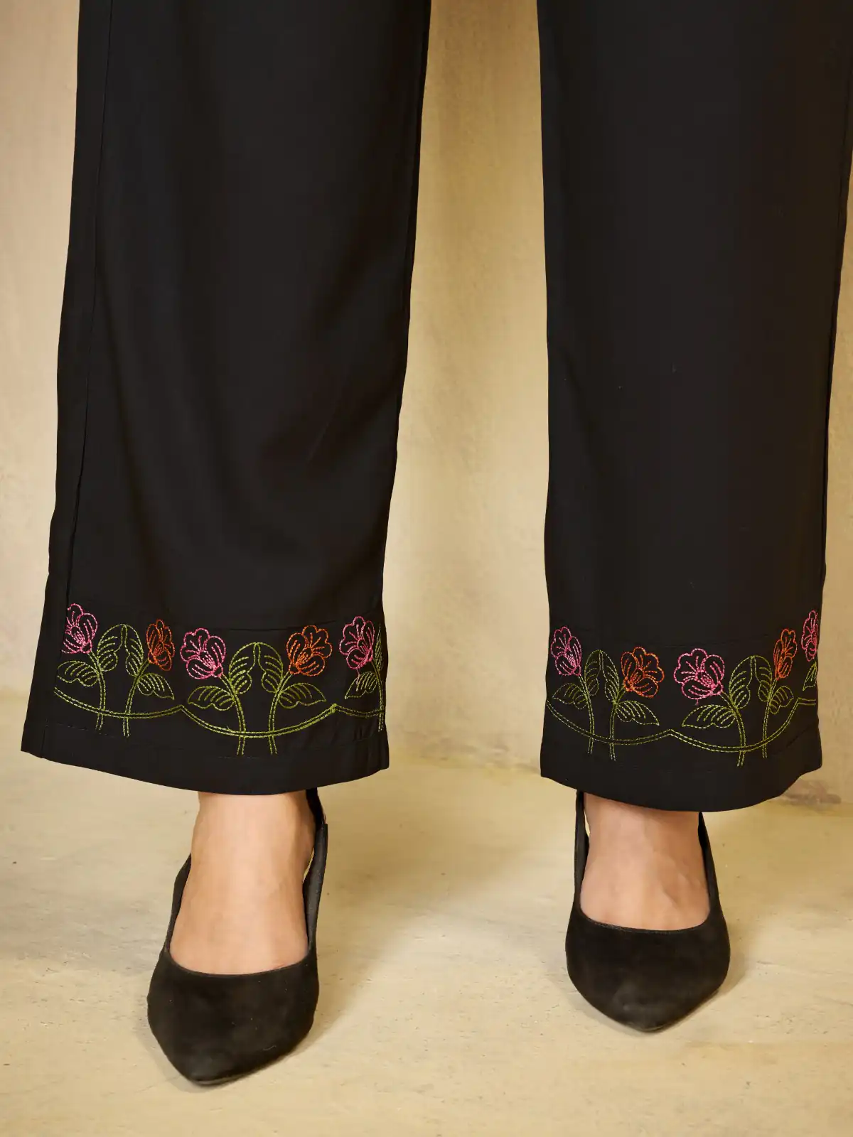 Unique Black Viscose Rayon Embroidery Work Kurti - Image 6