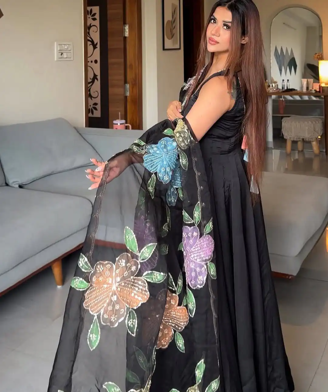 RTC 6035 Black Natural Crep Anarkali Suit with Embroidery Work. Exclusive Offer ₹2099. Delivery 4-6 Working Days. Shop now. | Anarkali Suits, Bollywood Anarkali, Creative-Anarkali, Designer Anarkali, Embroidered Anarkali, Party Wear Anarkali