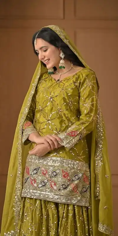 MD 3092 Mustered Chinnon Silk Salwar Suit Perfect for Wedding, Party, Ganesh Chaturthi, Baby Shower, Makar Sankranti – . Affordable Price ₹2449. De | Jump Suits, Salwar suit, Casual Suits, Creative suits, Designer Suits, Palazzo Suits, Party Wear Suits, Patiala Suits, Straight Suits