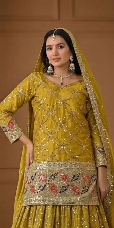 MD 3092 Mustered Chinnon Silk Salwar Suit Perfect for Wedding, Party, Ganesh Chaturthi, Baby Shower, Makar Sankranti – . Affordable Price ₹2449. De | Jump Suits, Salwar suit, Casual Suits, Creative suits, Designer Suits, Palazzo Suits, Party Wear Suits, Patiala Suits, Straight Suits
