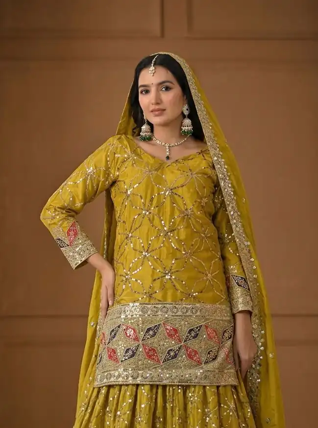MD 3092 Mustered Chinnon Silk Salwar Suit Perfect for Wedding, Party, Ganesh Chaturthi, Baby Shower, Makar Sankranti – . Affordable Price ₹2449. De | Jump Suits, Salwar suit, Casual Suits, Creative suits, Designer Suits, Palazzo Suits, Party Wear Suits, Patiala Suits, Straight Suits