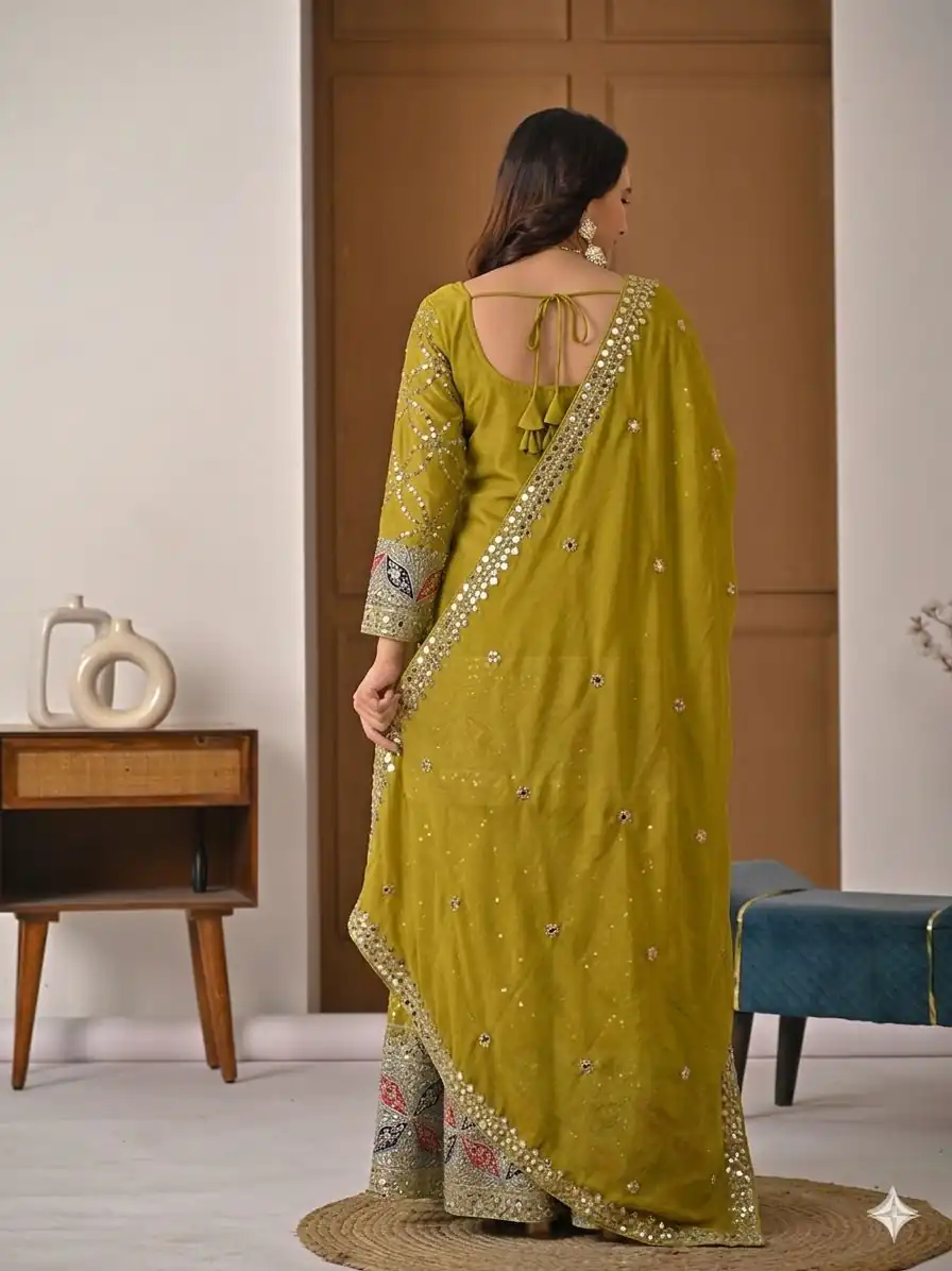 MD 3092 Mustered Chinnon Silk Salwar Suit Perfect for Wedding, Party, Ganesh Chaturthi, Baby Shower, Makar Sankranti – . Affordable Price ₹2449. De | Jump Suits, Salwar suit, Casual Suits, Creative suits, Designer Suits, Palazzo Suits, Party Wear Suits, Patiala Suits, Straight Suits