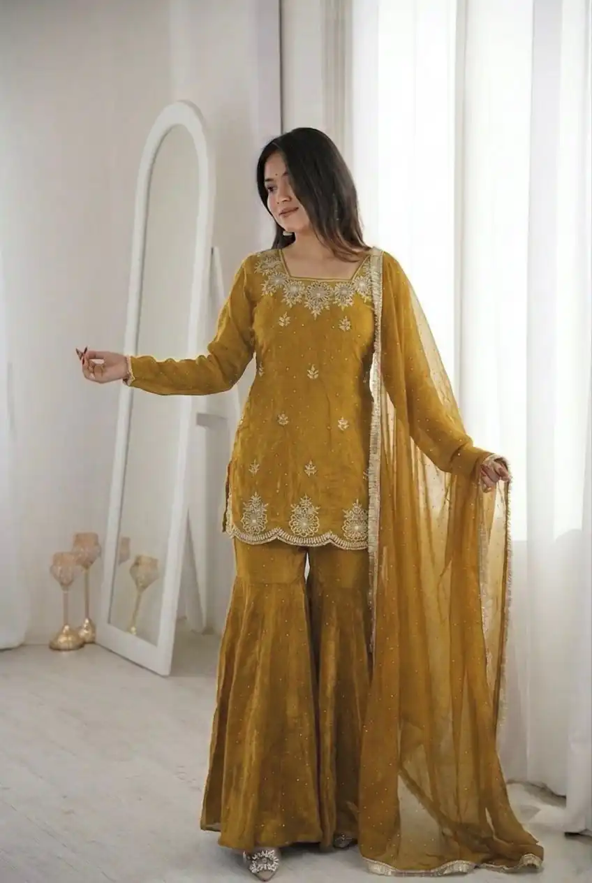 ZSR 3166 Mustered Color Fendy Silk With Embroidery Work Salwar Suit. Get it for ₹2149. Delivery 4-6 Working Days. Online Shop now. | Jump Suits, Salwar suit, Casual Suits, Creative suits, Designer Suits, Palazzo Suits, Party Wear Suits, Patiala Suits, Straight Suits
