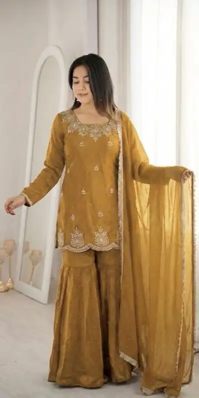 ZSR 3166 Mustered Color Fendy Silk With Embroidery Work Salwar Suit. Get it for ₹2149. Delivery 4-6 Working Days. Online Shop now. | Jump Suits, Salwar suit, Casual Suits, Creative suits, Designer Suits, Palazzo Suits, Party Wear Suits, Patiala Suits, Straight Suits