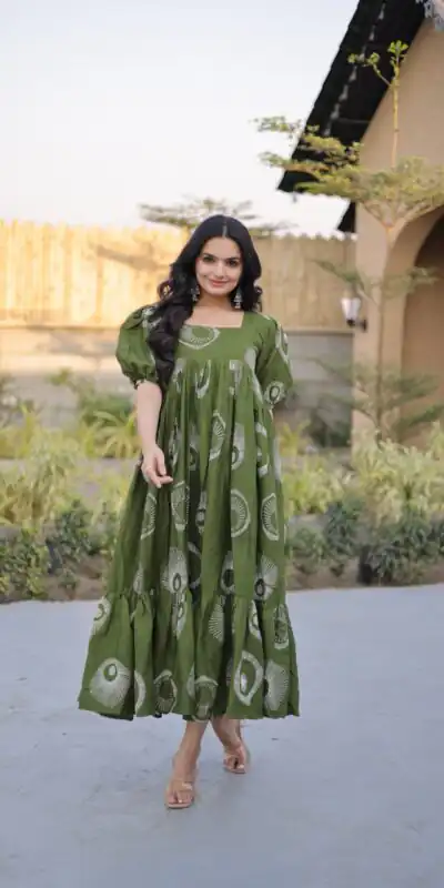 KA 1249 Green Color Cotton Kurti with Printed Designer Work. Exclusive Offer ₹1519. Delivery 4-6 Working Days. Online Shop now. | Kurti, Bollywood Kurti, Creative Kurtis, Designer Kurti, Party Wear Kurti, Selfie Kurti