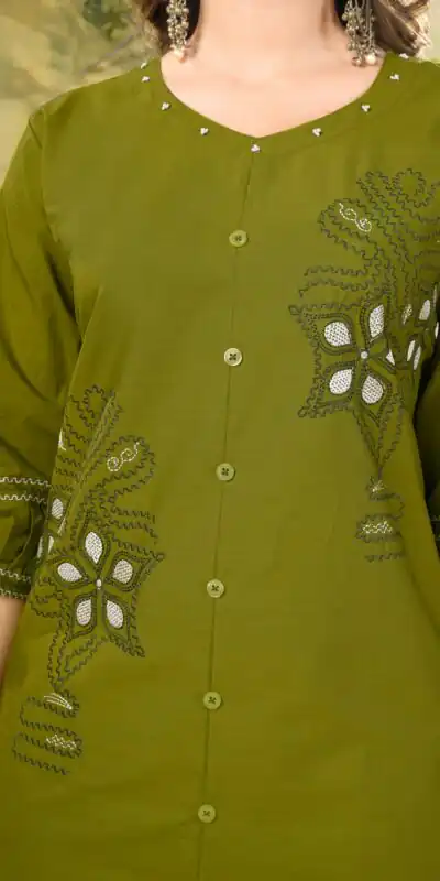 DIVA 162 Green Color Cotton Kurti with Printed Designer Work. Exclusive Offer ₹1749. Delivery 4-6 Working Days. Online Shop now. | Kurti, Bollywood Kurti, Creative Kurtis, Designer Kurti, Party Wear Kurti, Selfie Kurti