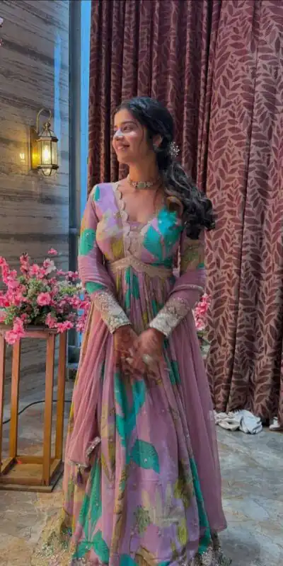 Perfect for Wedding, Party, Durga Puja, Diwali, Anniversary – ZB 5054 Pink Pink Fox Georgette Gown. Now at just ₹2149. Delivery 4-6 Working Days. Shop now. | Gowns, Bollywood Gowns, Creative Gowns, Designer Gowns, Embroidered Gowns, Party Wear Gowns