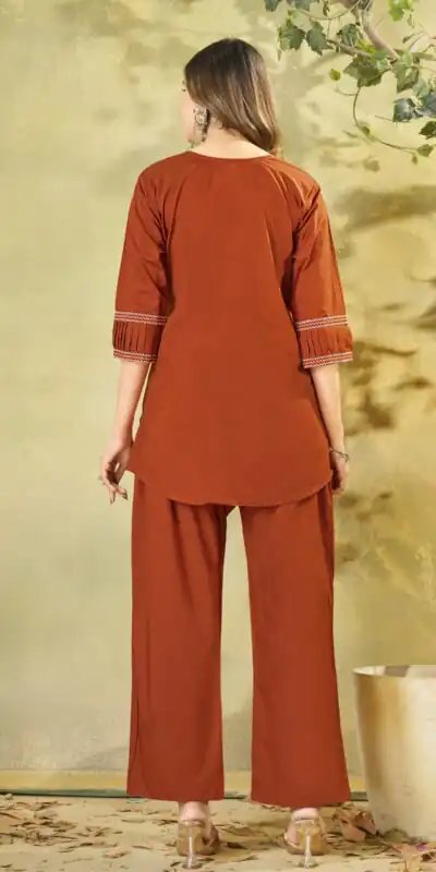 DIVA 162 Rust Color Cotton Kurti with Printed Designer Work. Exclusive Offer ₹1749. Delivery 4-6 Working Days. Online Shop now. | Kurti, Bollywood Kurti, Creative Kurtis, Designer Kurti, Party Wear Kurti, Selfie Kurti