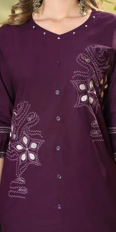 DIVA 162 Wine Color Cotton Kurti with Printed Designer Work. Exclusive Offer ₹1749. Delivery 4-6 Working Days. Online Shop now. | Kurti, Bollywood Kurti, Creative Kurtis, Designer Kurti, Party Wear Kurti, Selfie Kurti