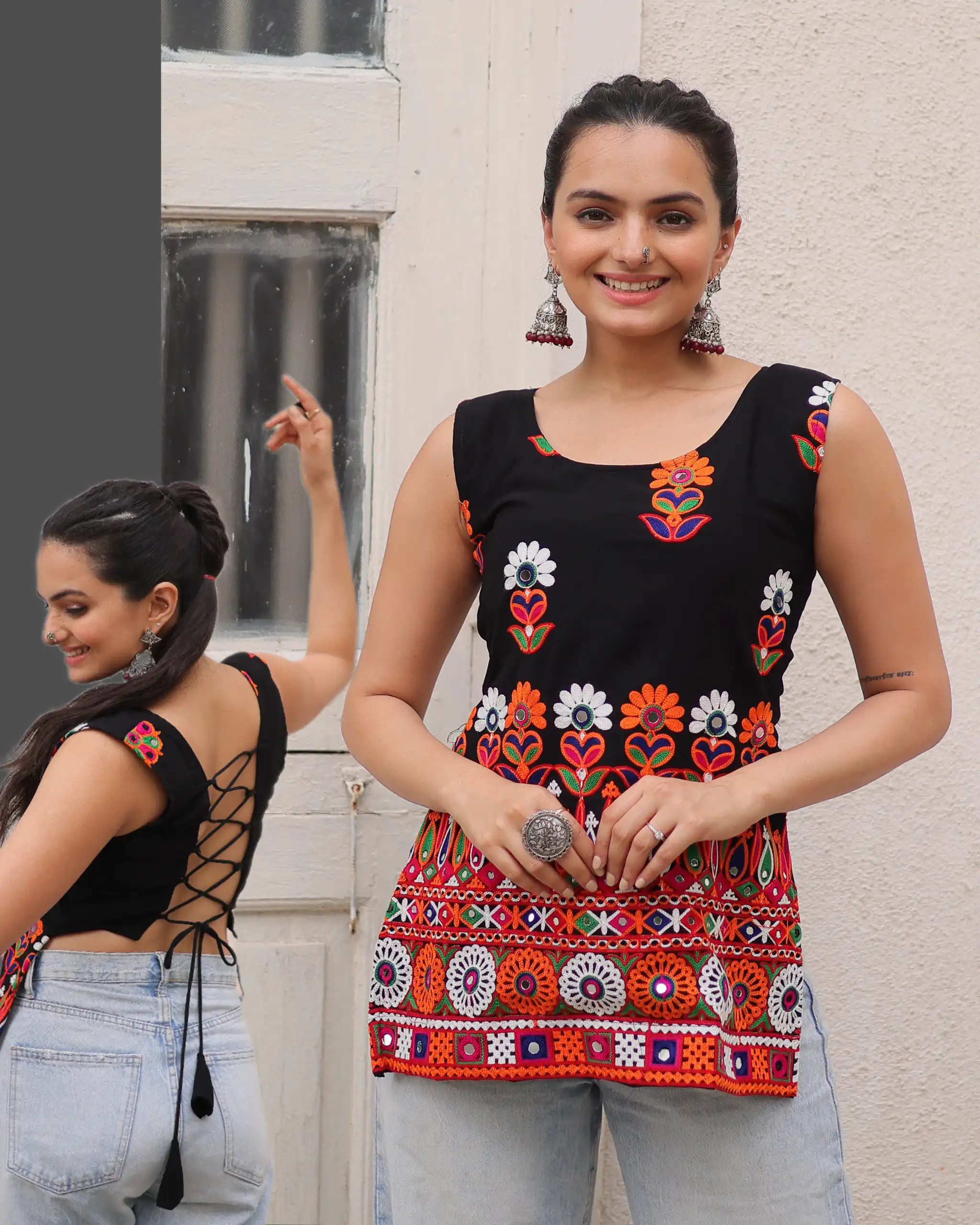 KA 1196 Black Georgette Kurti with Gamthi Work.Wedding, Party, Festive, Events, Exclusive Offer ₹1469. Delivery 4-6 Working Days. Shop now. | Kurti, Bollywood Kurti, Creative Kurtis, Designer Kurti, Party Wear Kurti, Selfie Kurti
